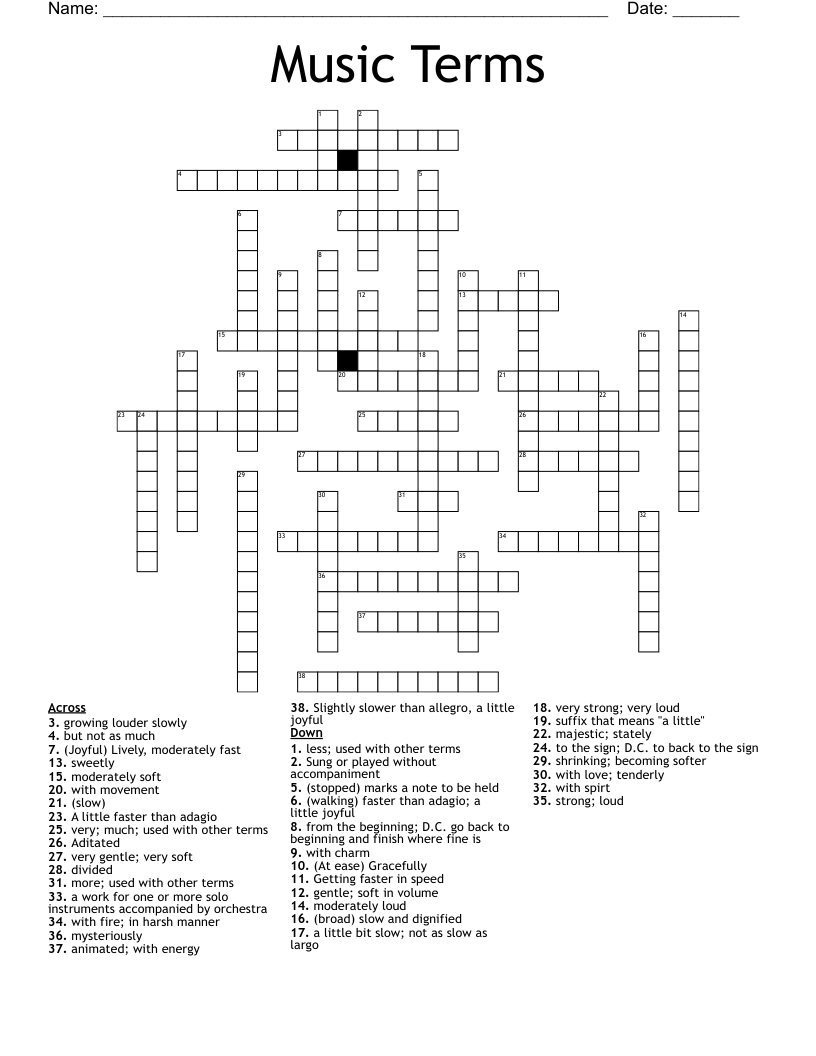 Music Terms Crossword WordMint Music Terms Crossword WordMint