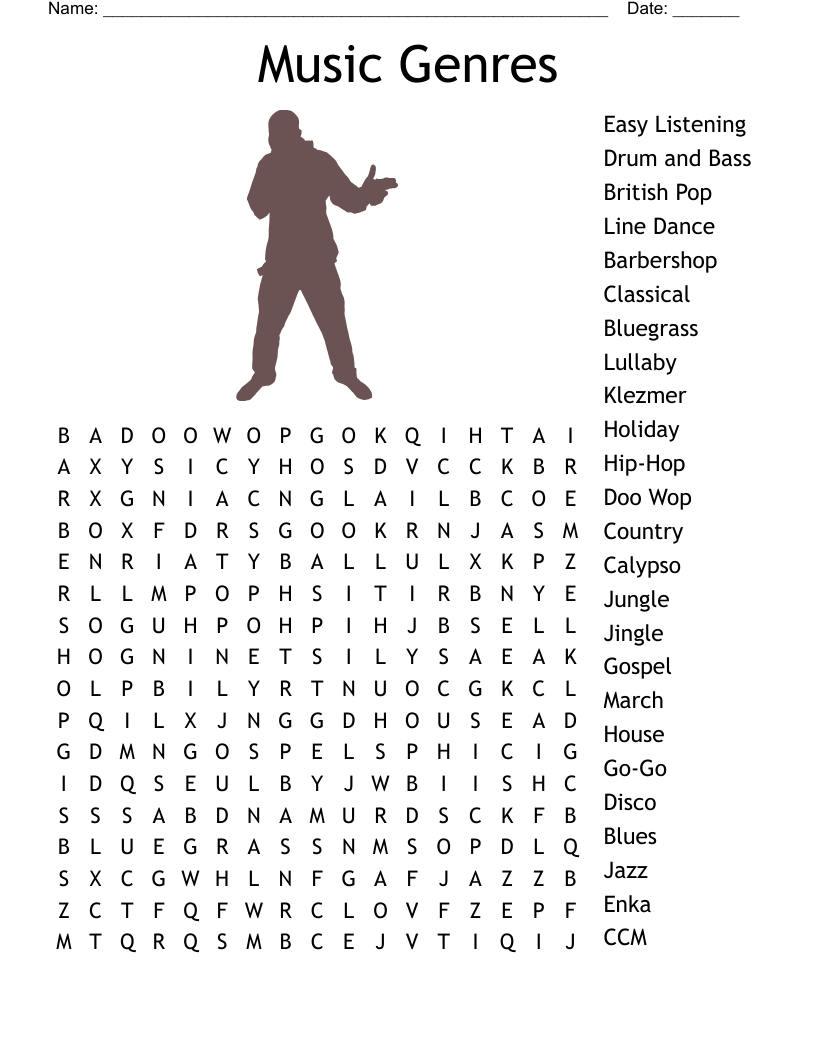 Musical Genres Crossword WordMint