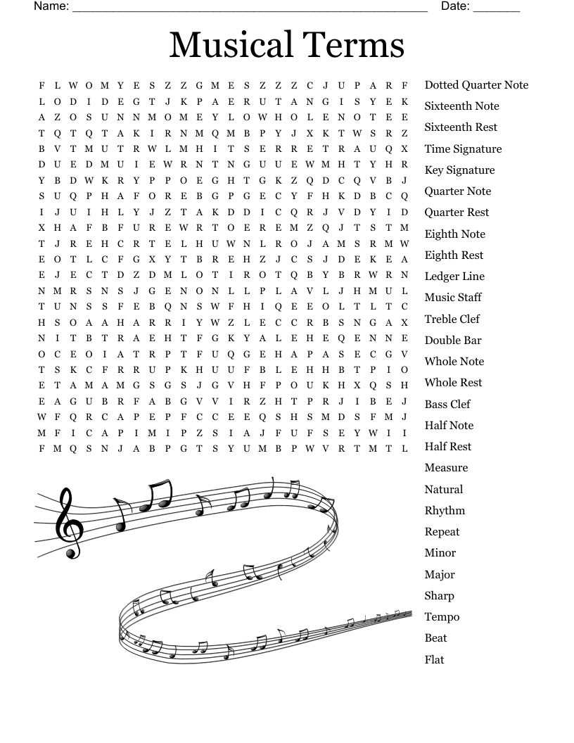 Musical Terms Word Search WordMint