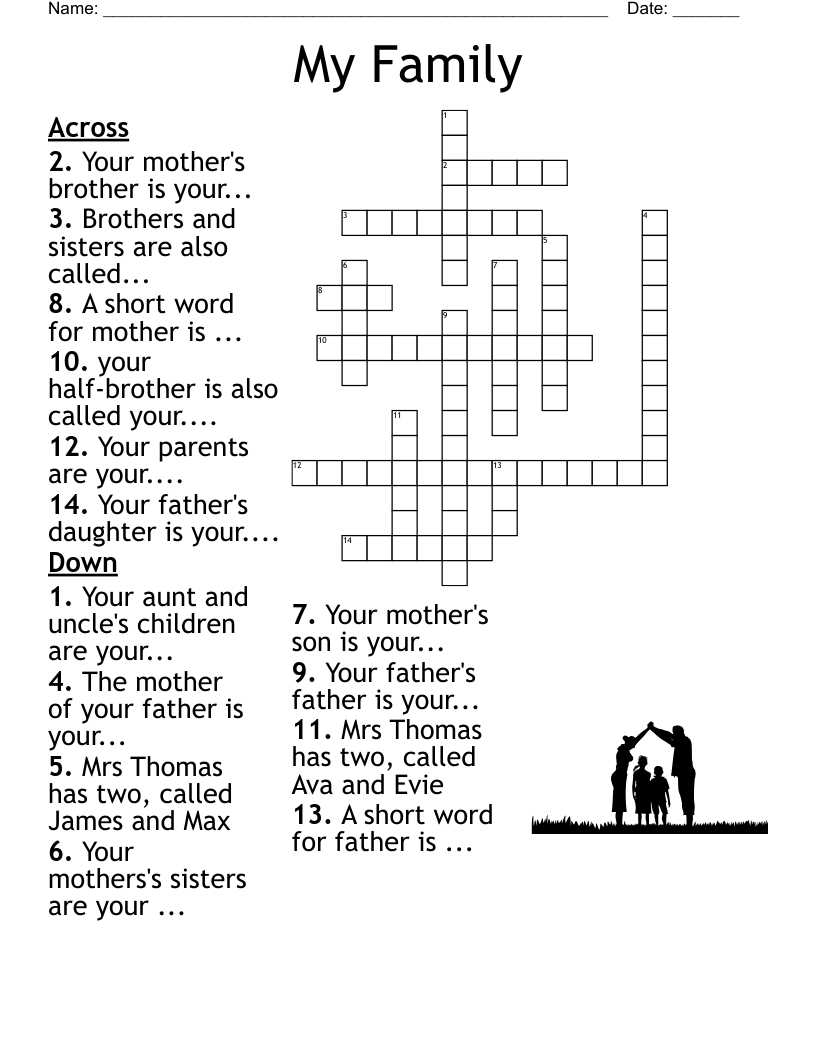 My Family Crossword WordMint