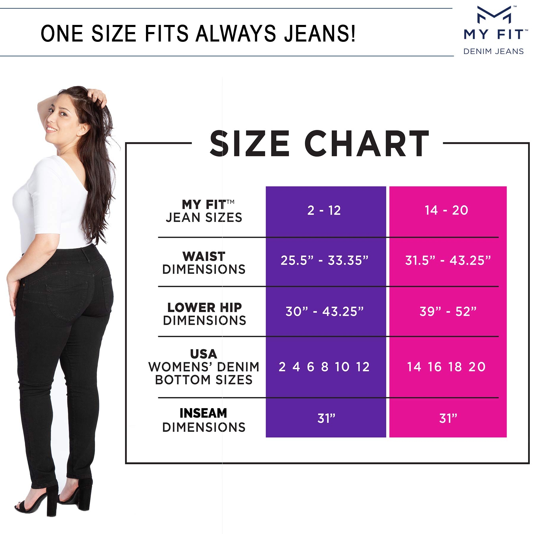 My Fit Jeans SIZE 14 20 BLACK Women s Stretch Denim Jeans With Pockets And The Comfort Of Leggings Petite Through Plus Size At Amazon Women s Jeans Store