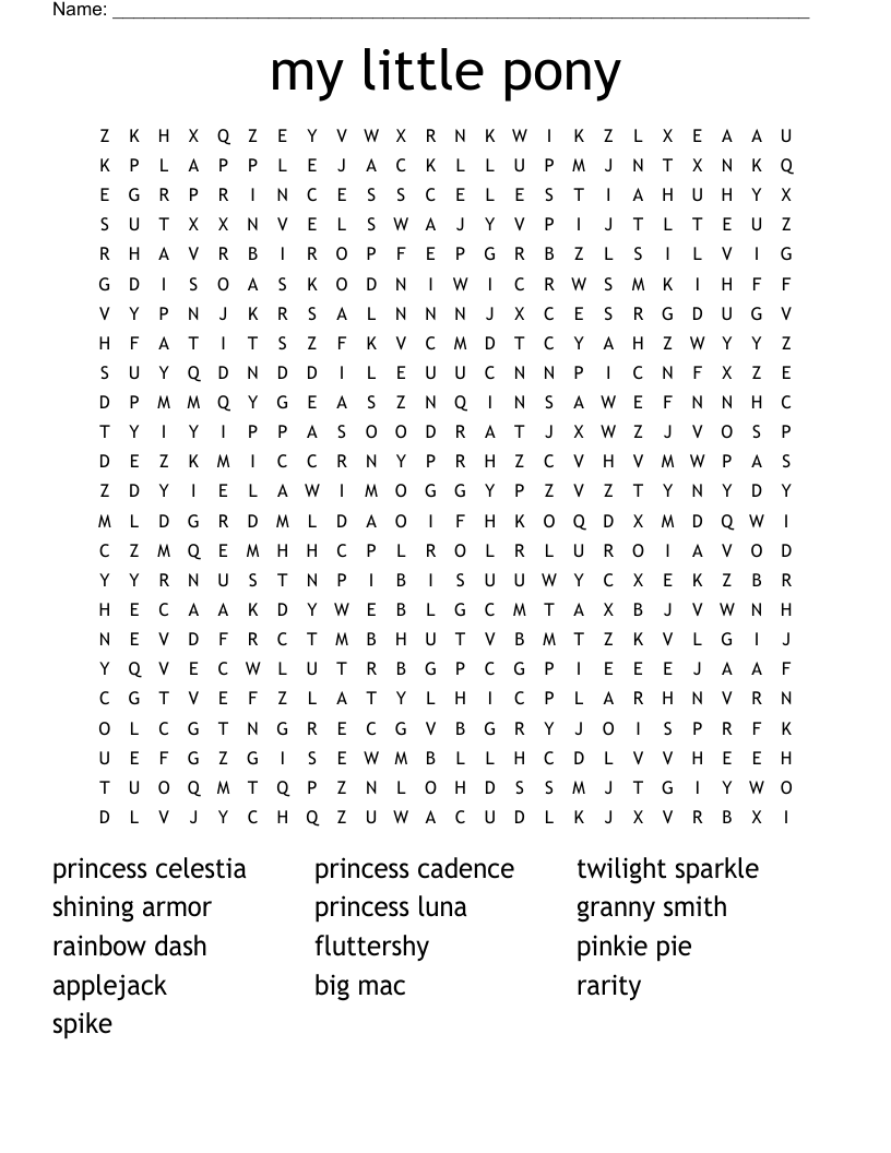 My Little Pony Unscramble WordMint My Little Pony Unscramble WordMint