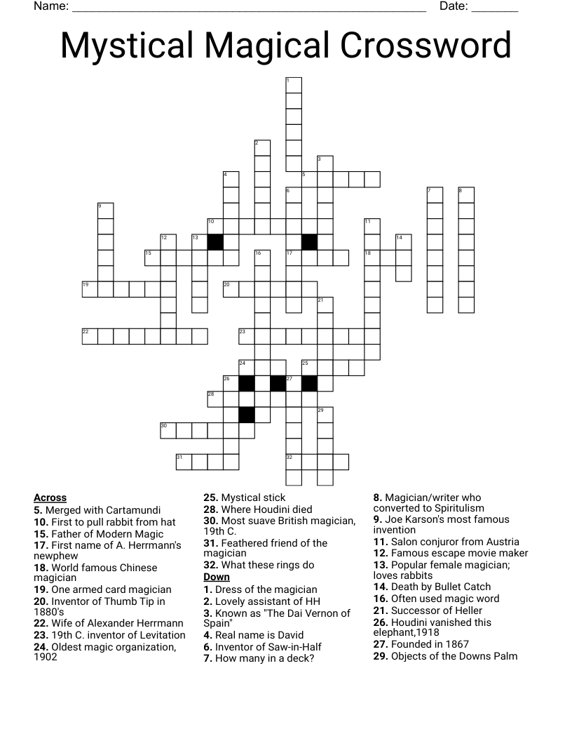 Mystical Magical Crossword WordMint