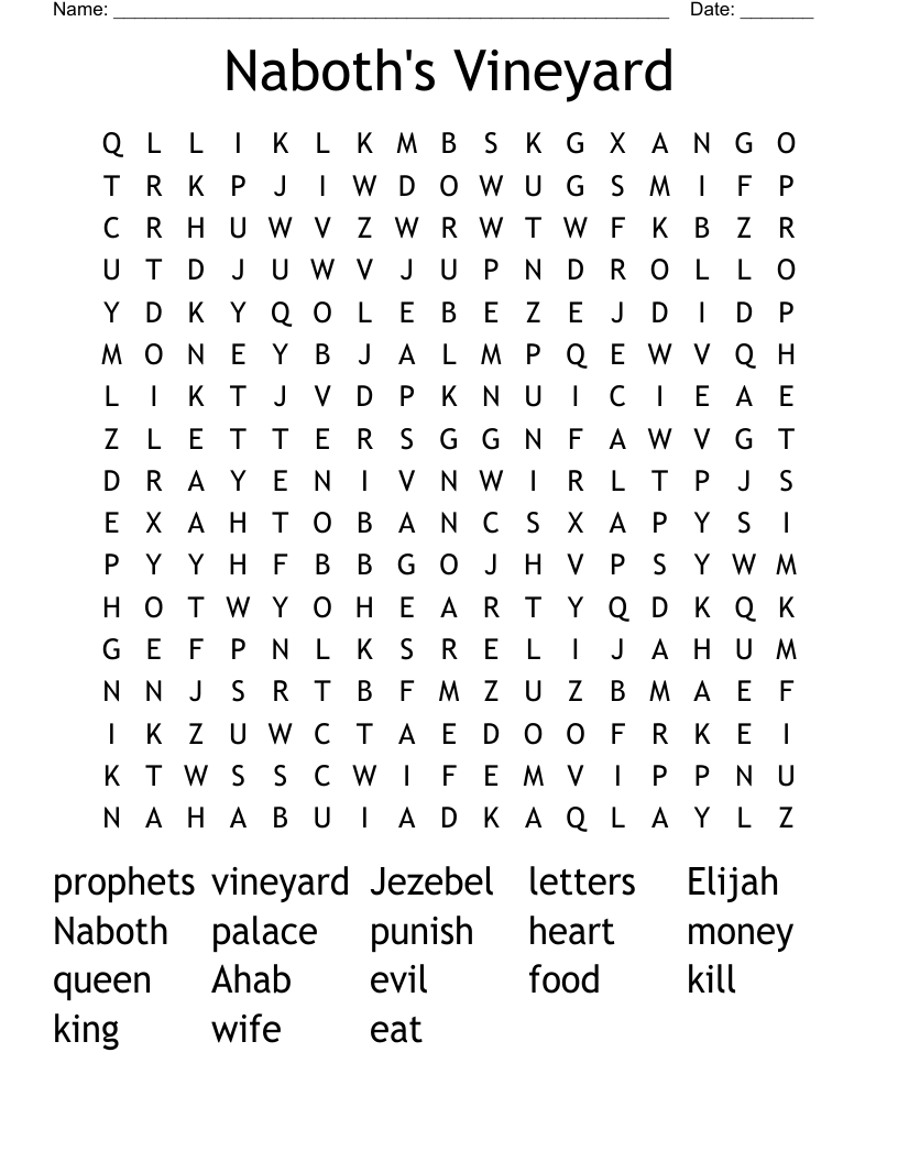 Naboth s Vineyard Crossword WordMint