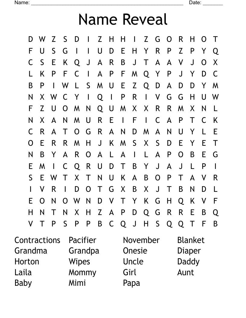 Name Reveal Word Search WordMint