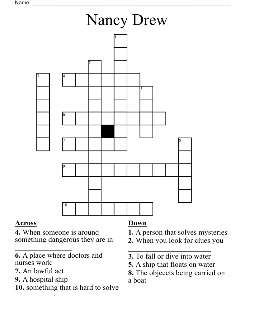 Nancy Drew Crossword WordMint Nancy Drew Crossword WordMint