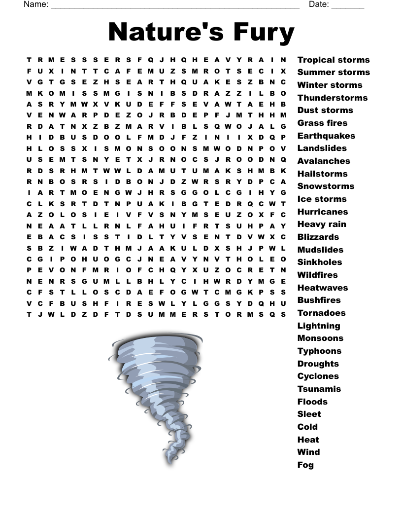 Natural Disasters Crossword WordMint