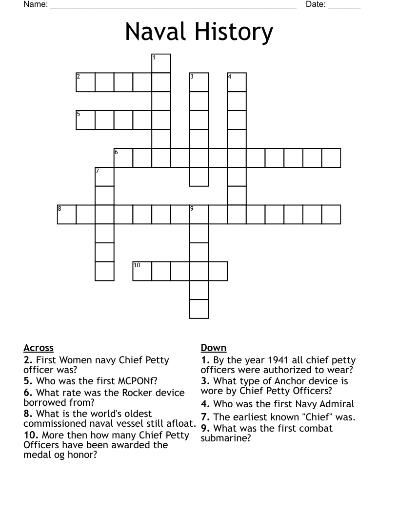 Naval History Crossword WordMint Naval History Crossword WordMint