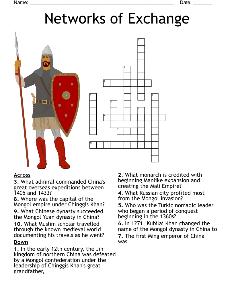 Networks Of Exchange Crossword WordMint Networks Of Exchange Crossword WordMint