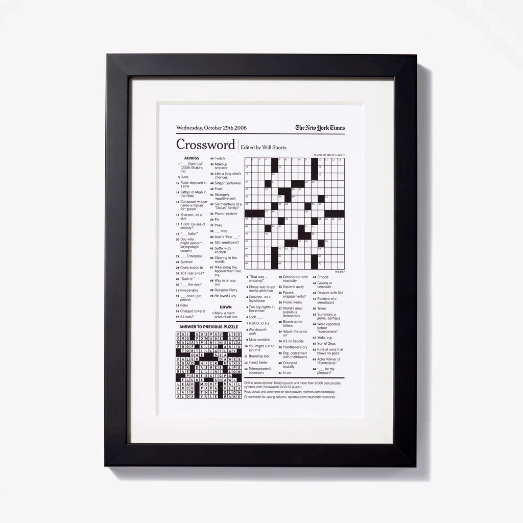 New York Times Crossword Puzzle Reprint The New York Times Store