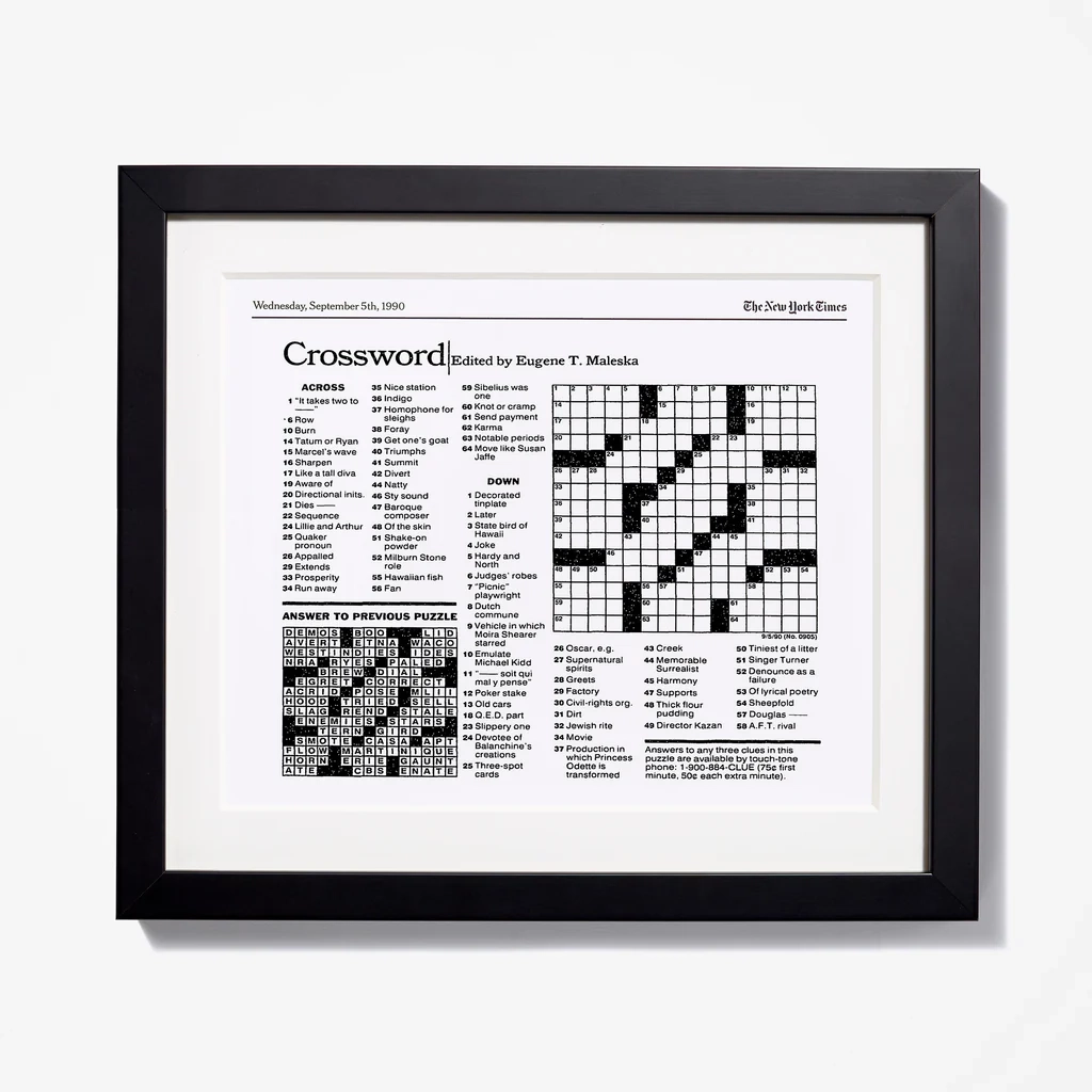 New York Times Crossword Puzzle Reprint The New York Times Store