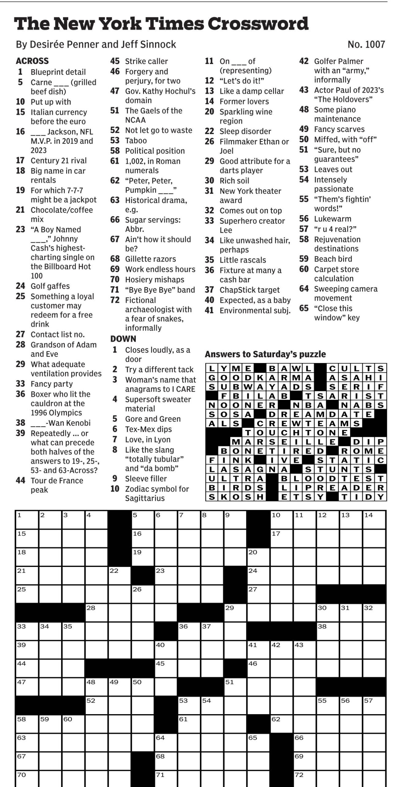 New York Times Daily Crossword Puzzles