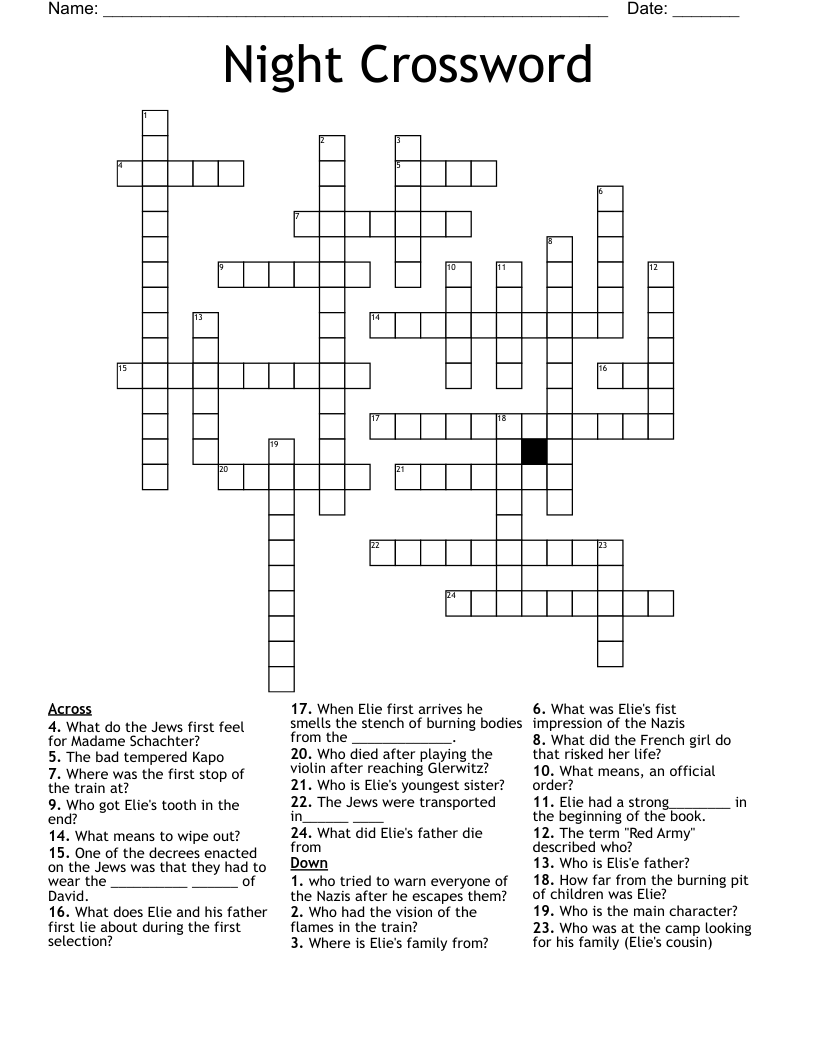 Night Crossword WordMint