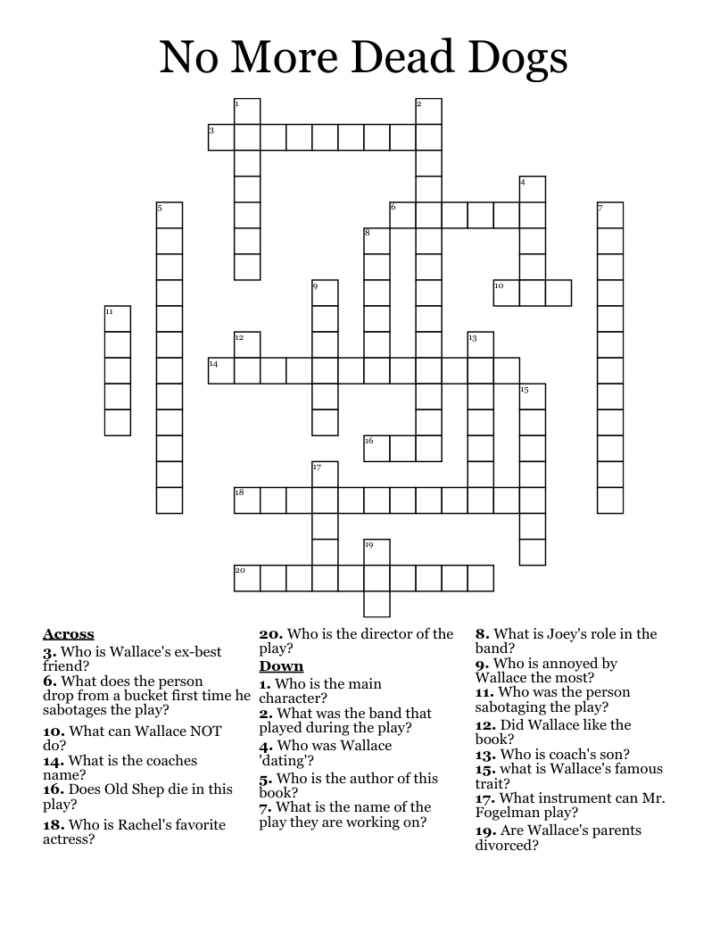 No More Dead Dogs Crossword WordMint