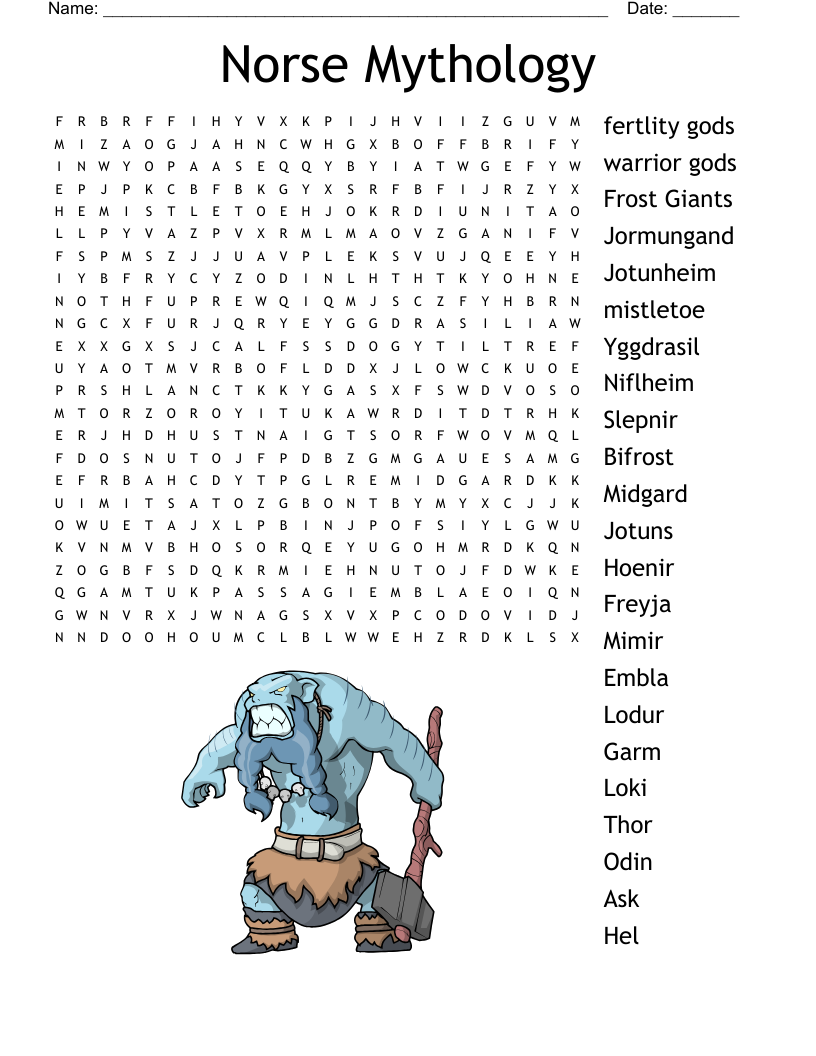 Norse Mythology Crossword WordMint Norse Mythology Crossword WordMint