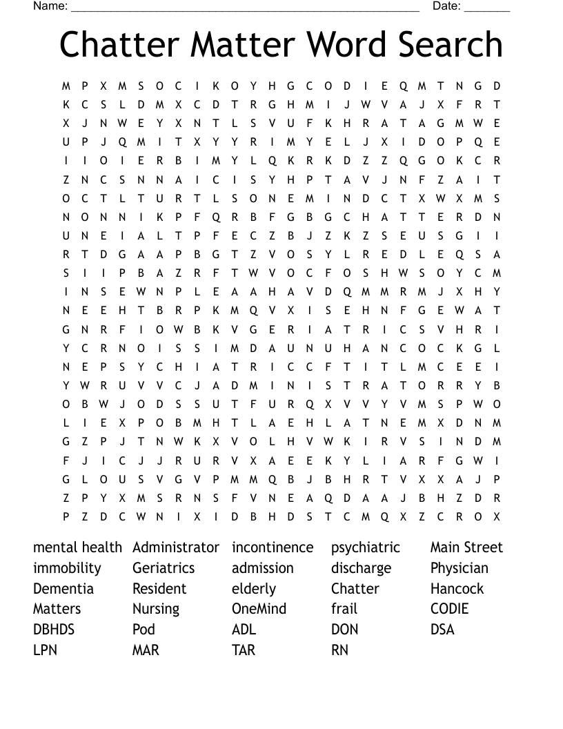 Nursing Word Search WordMint