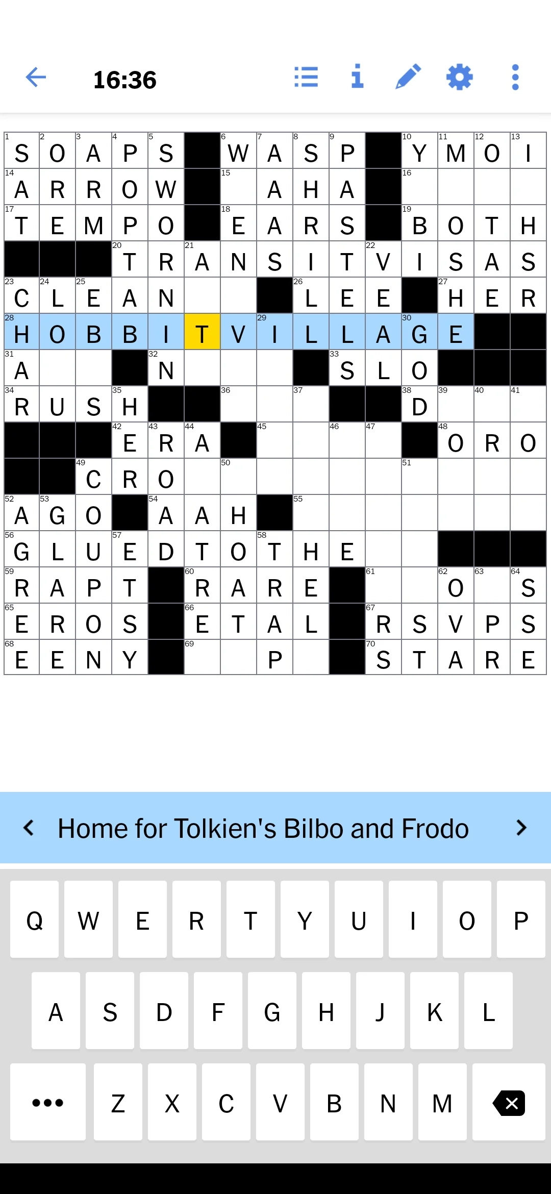 NY Times Crossword Puzzle For Mon Nov 6th R lotr