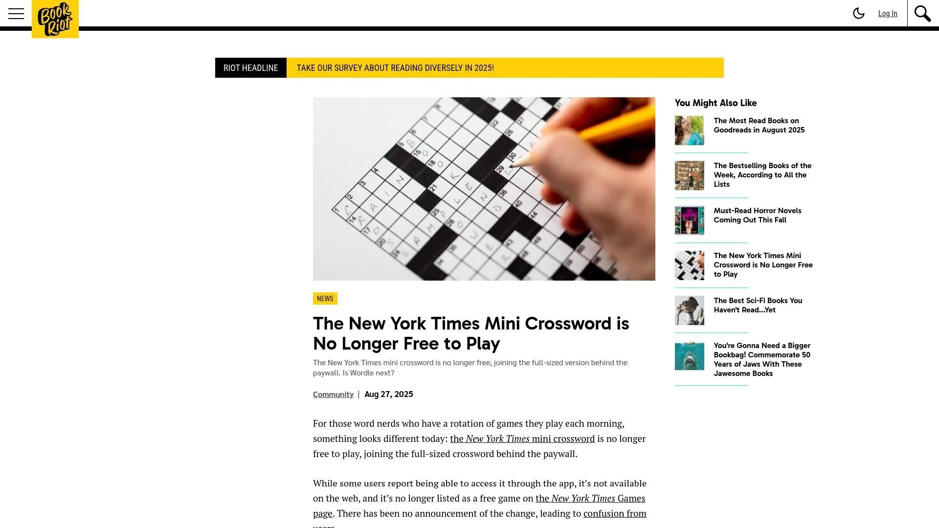nyt mini crossword paywall