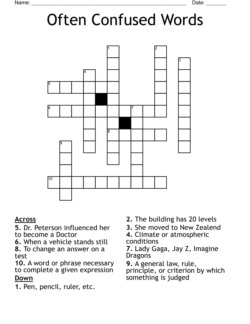 Often Confused Words Crossword WordMint Often Confused Words Crossword WordMint