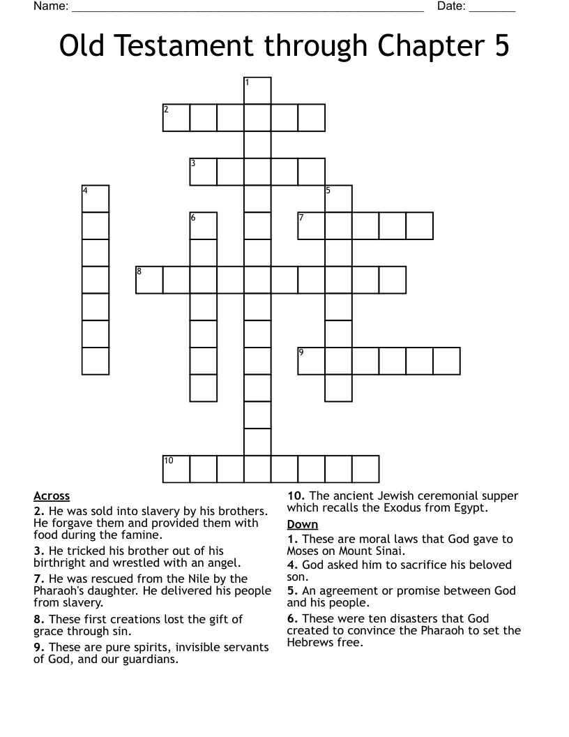 Old Testament Through Chapter 5 Crossword WordMint Old Testament Through Chapter 5 Crossword WordMint