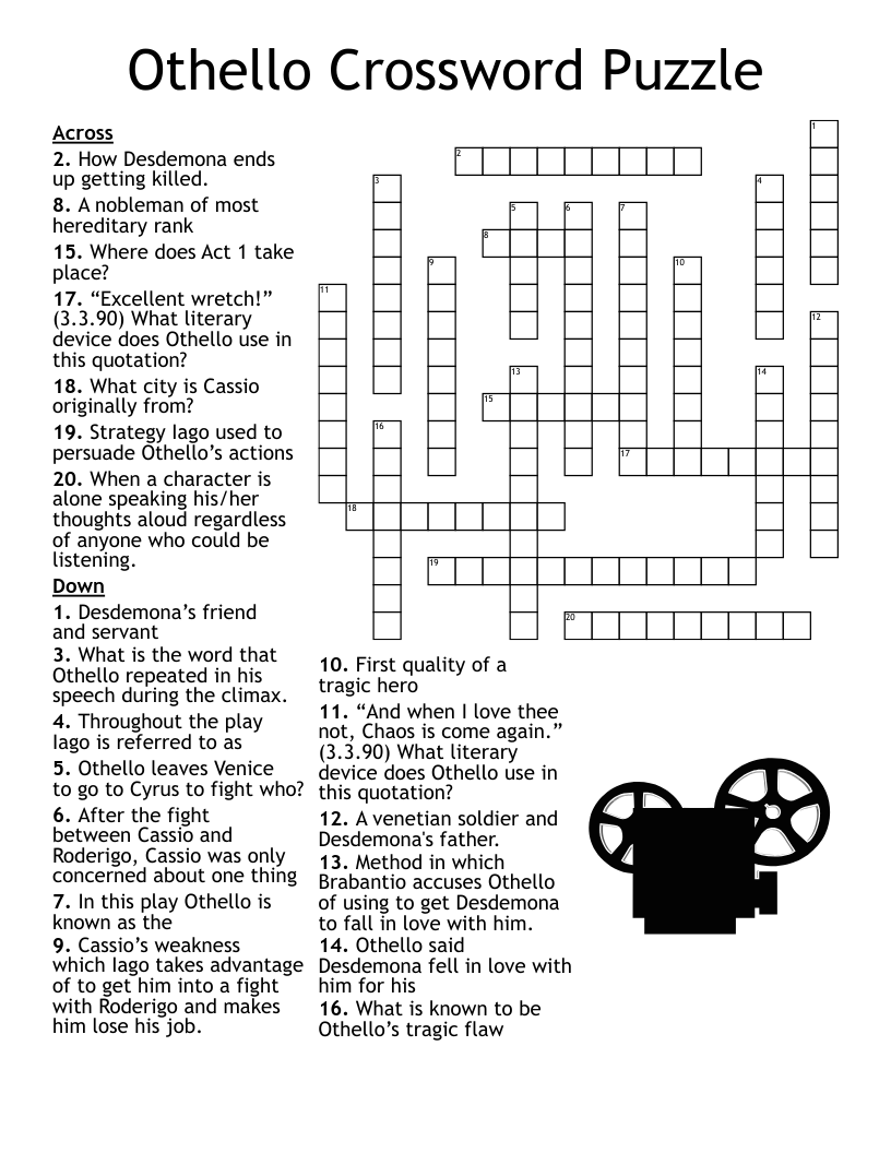Othello Act 1 Crossword WordMint Othello Act 1 Crossword WordMint