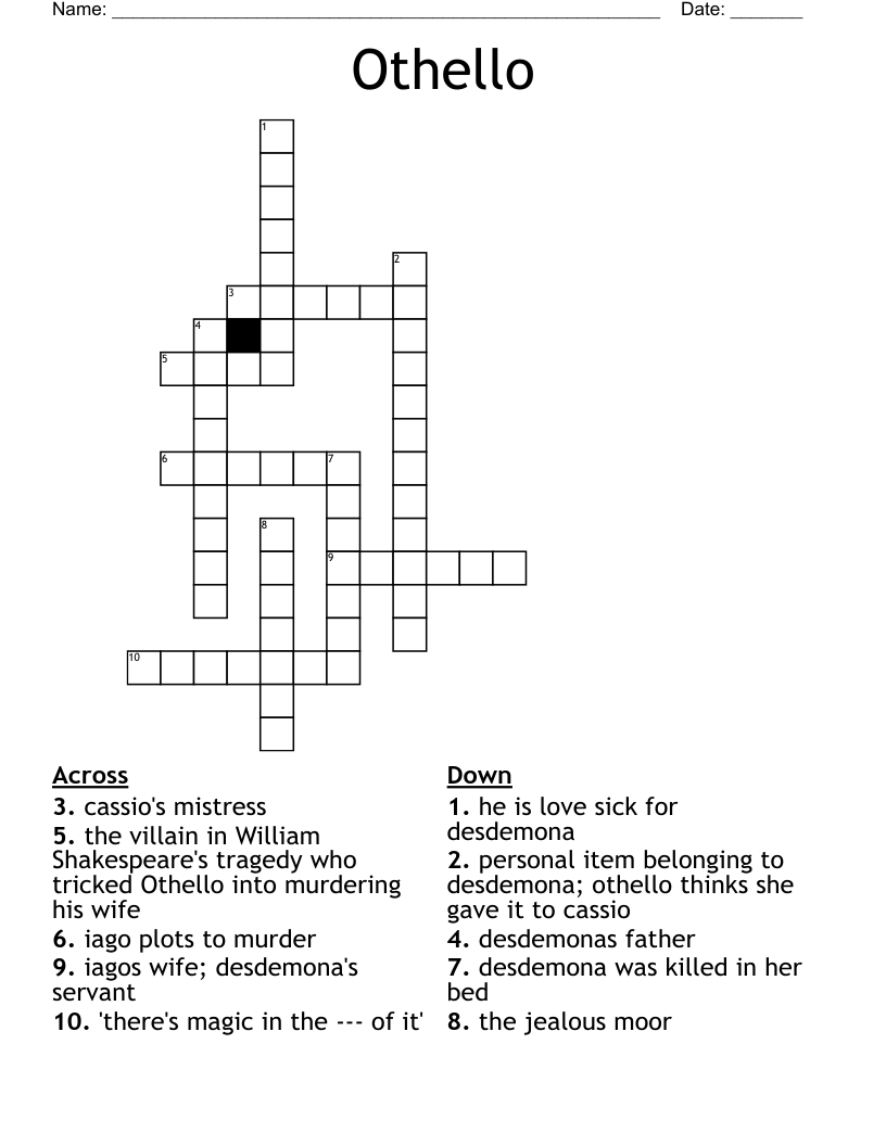 Othello Crossword WordMint