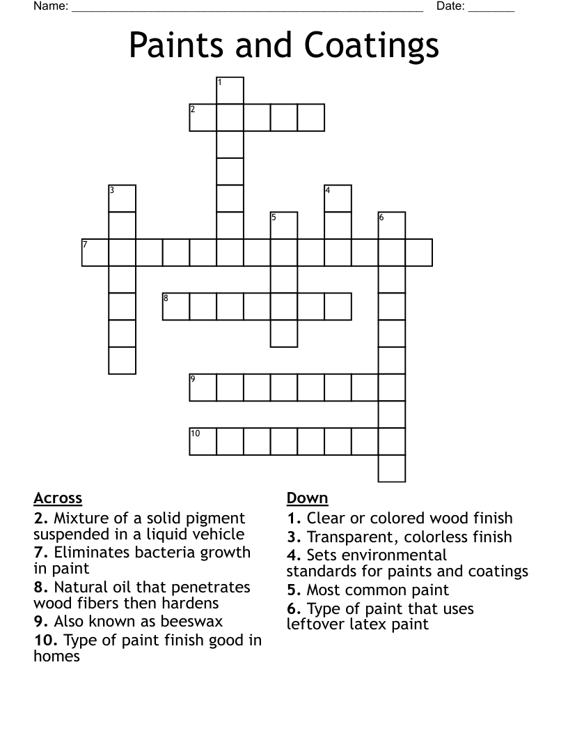 Paints And Coatings Crossword WordMint