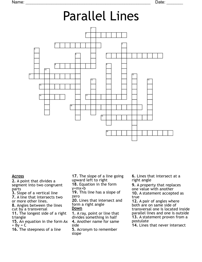 Parallel Lines Crossword WordMint