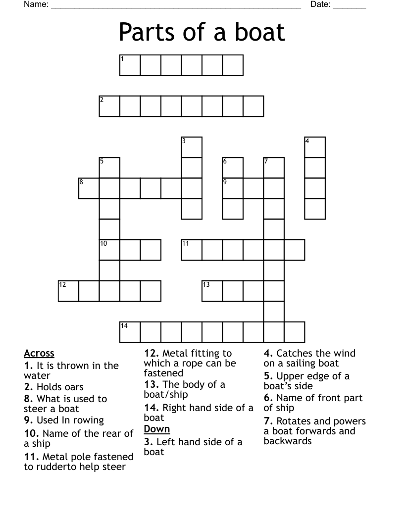 Parts Of A Boat Crossword WordMint
