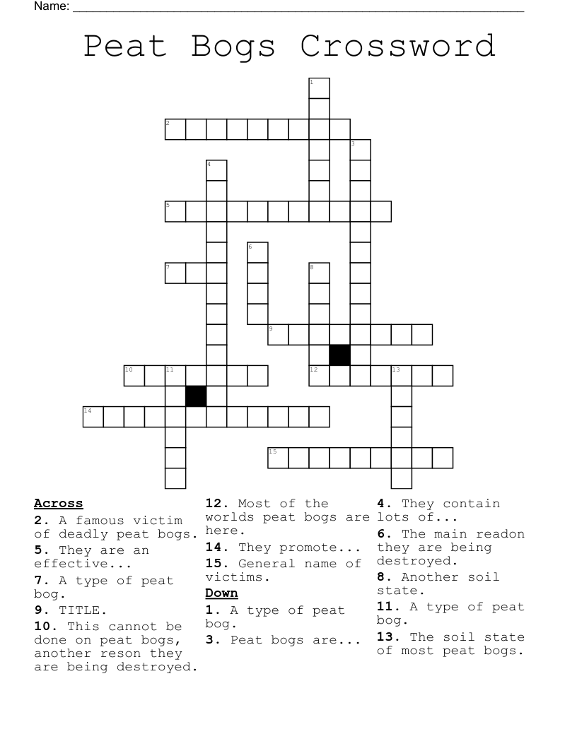 Peat Bogs Crossword WordMint