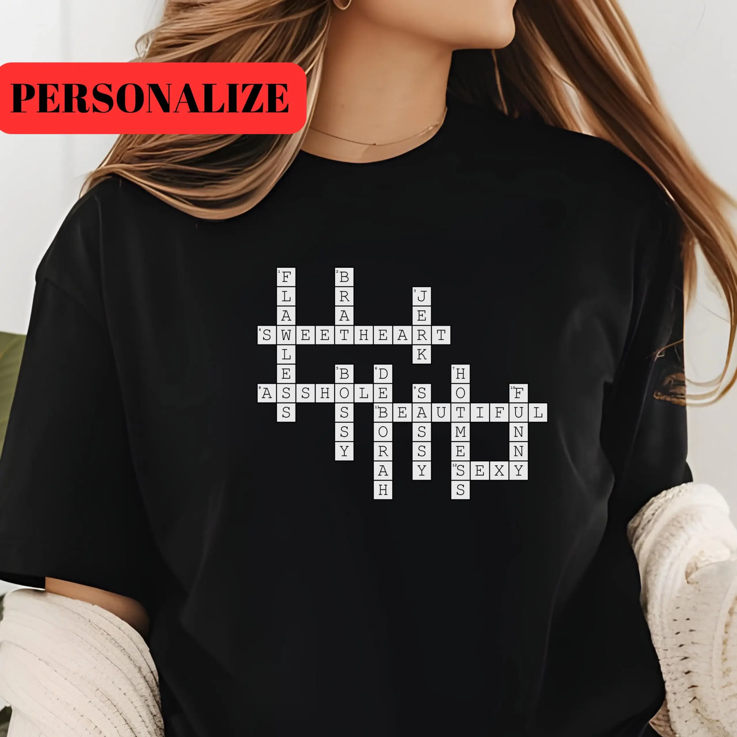 Personalized Crossword Puzzle T shirt Custom Word Tee Etsy