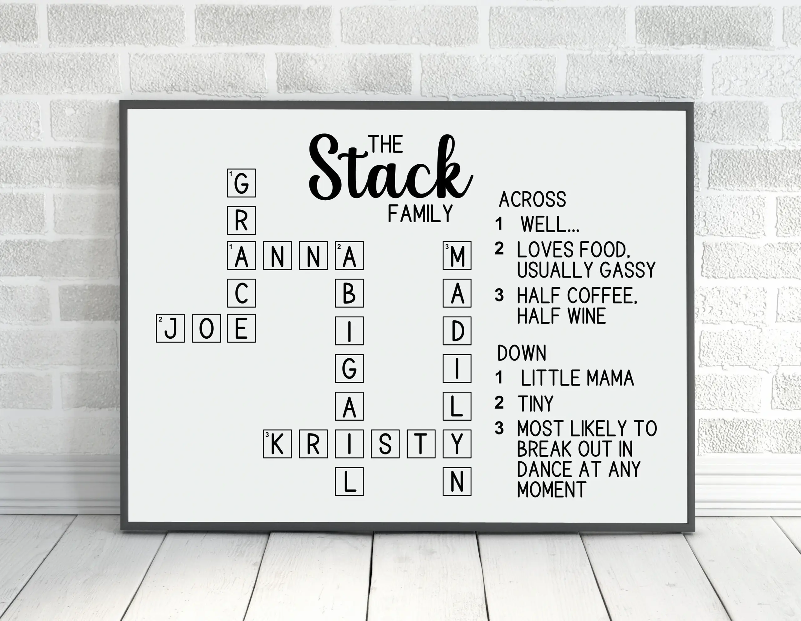 Personalized Family Crossword Puzzle Custom Family Name Sign Unique Christmas Gift Personalized Family Scrabble Print Crossword Print Etsy