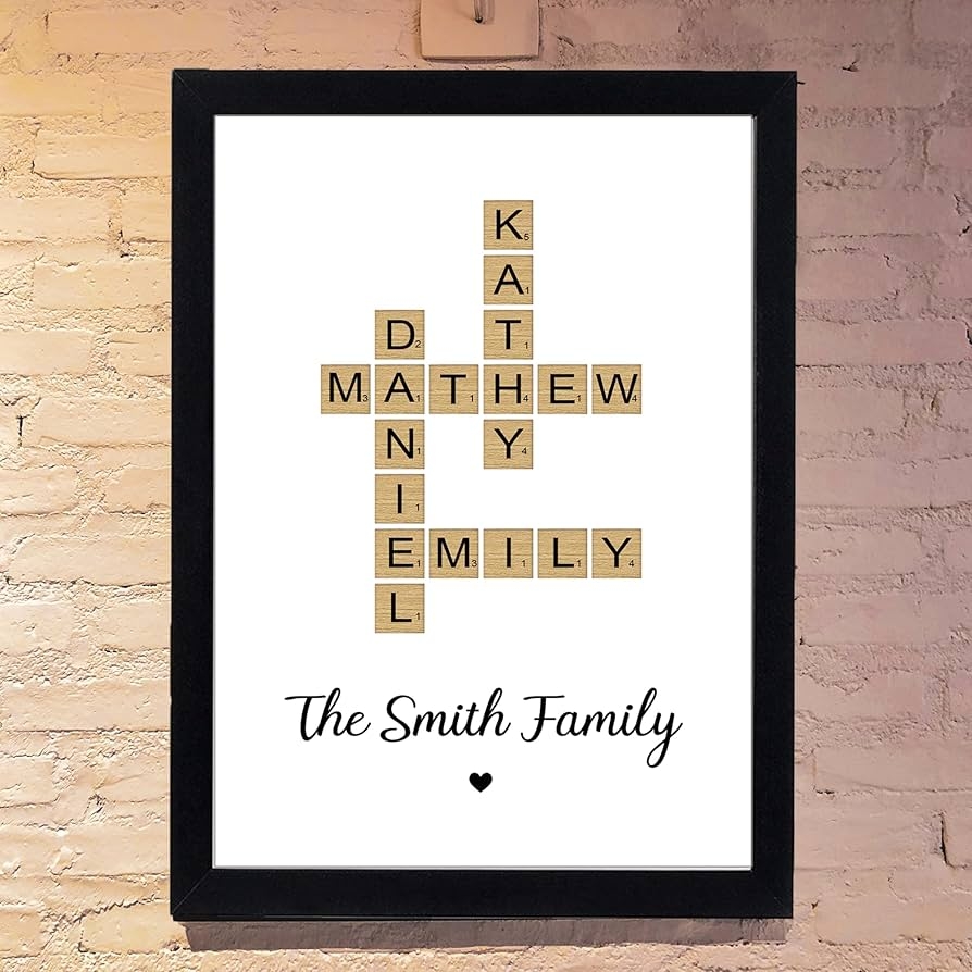 Personalized Family Crossword Puzzle Wall Art Print Custom Family Sign Poster Home Decor Gift For Christmas Birthday Valentine s Day Amazon ca Home