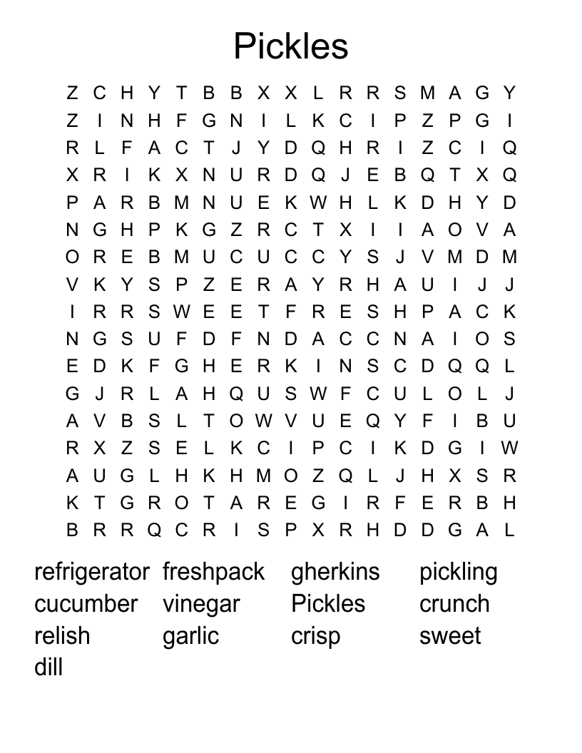 Pickles Word Search WordMint