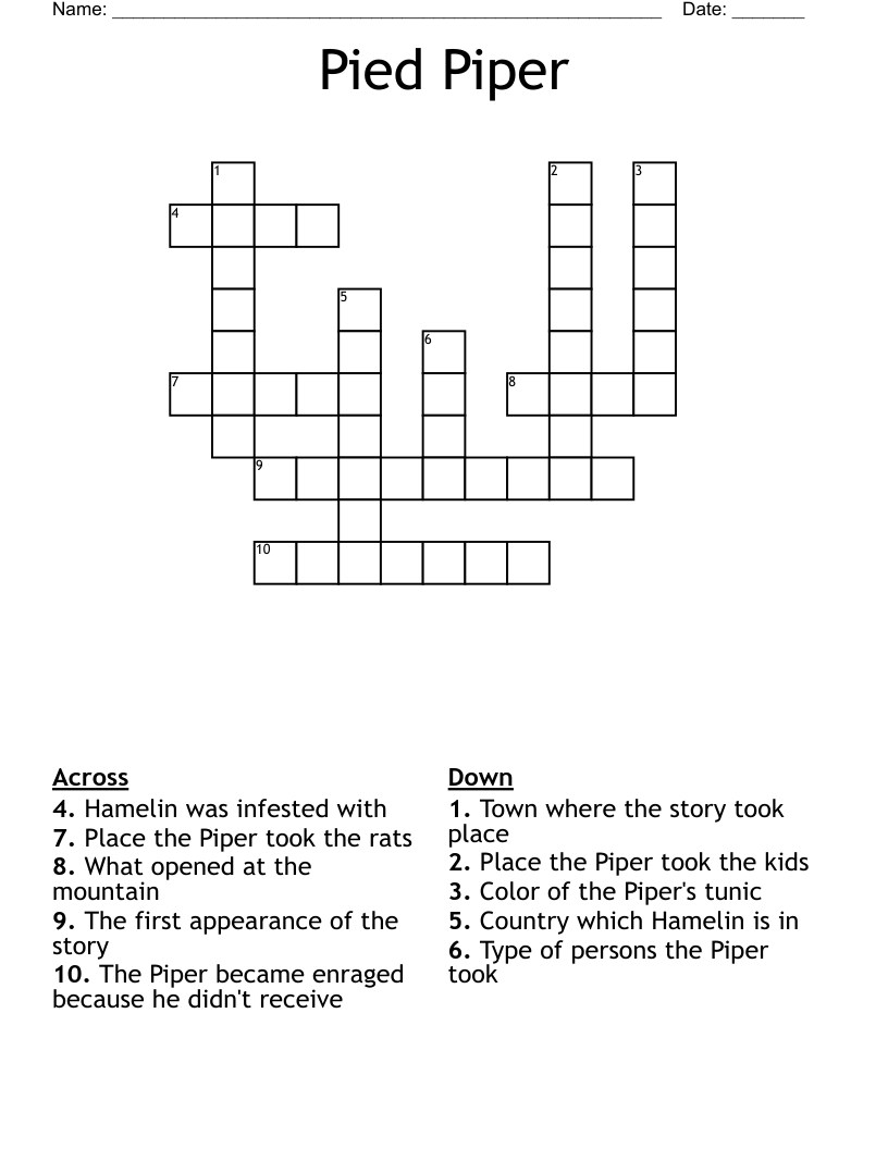 Pied Piper Crossword WordMint