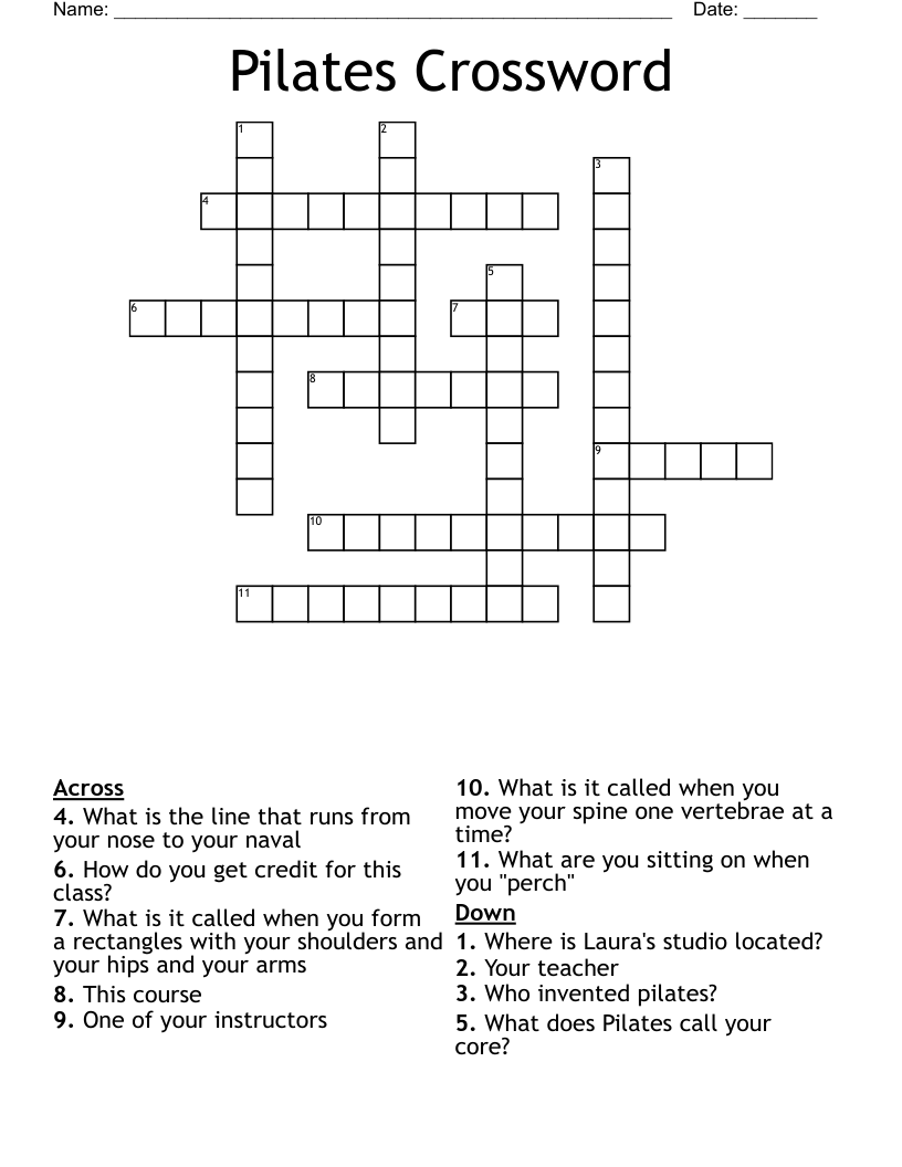 Pilates Crossword WordMint Pilates Crossword WordMint