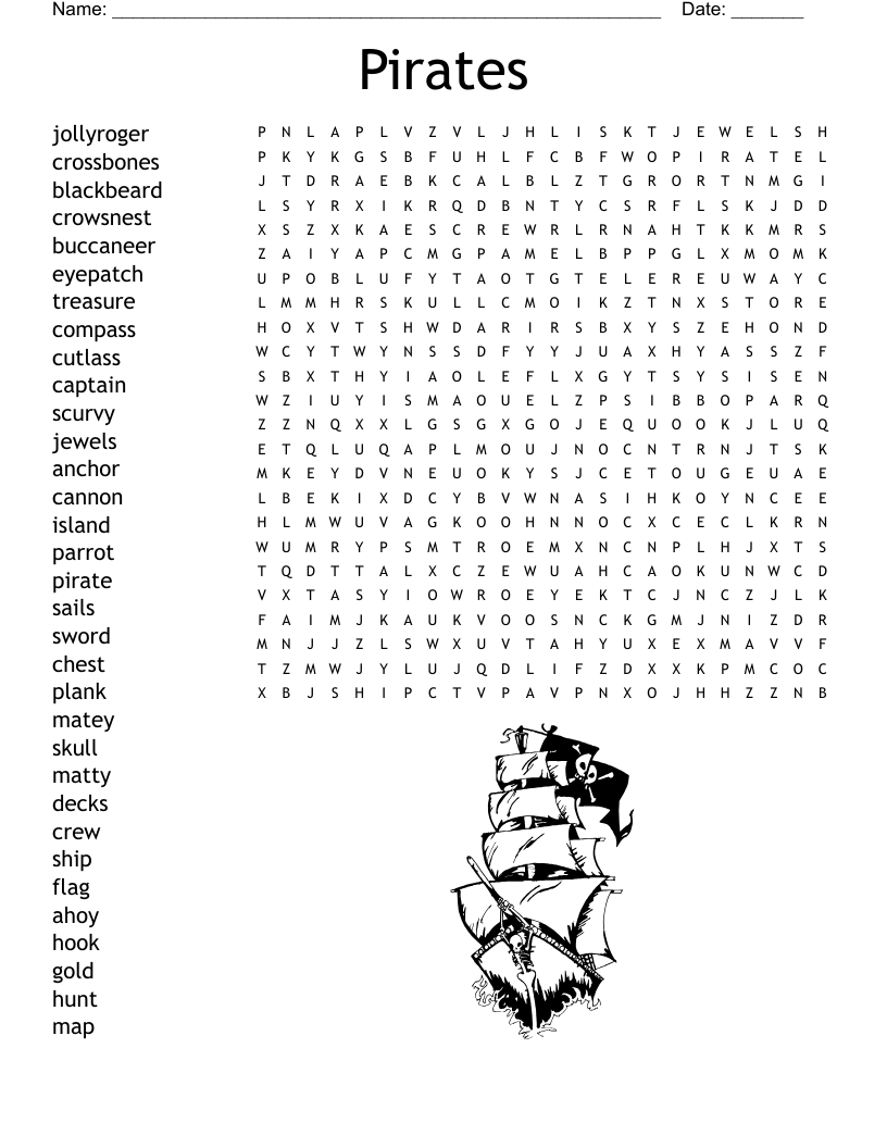 Pirate Crossword Puzzle WordMint Pirate Crossword Puzzle WordMint