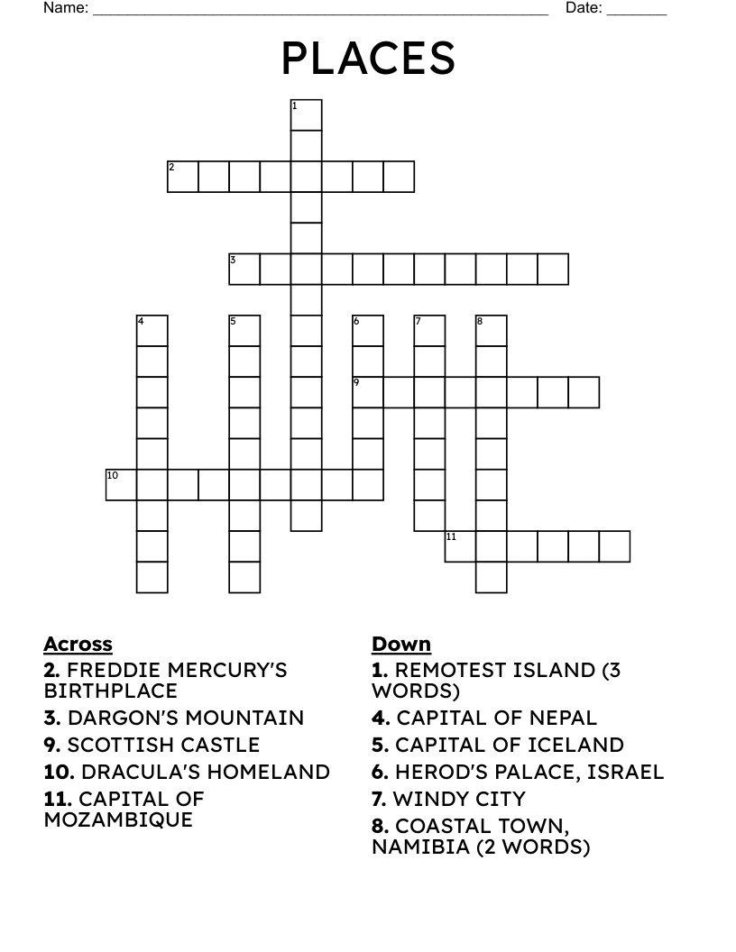 PLACES Crossword WordMint