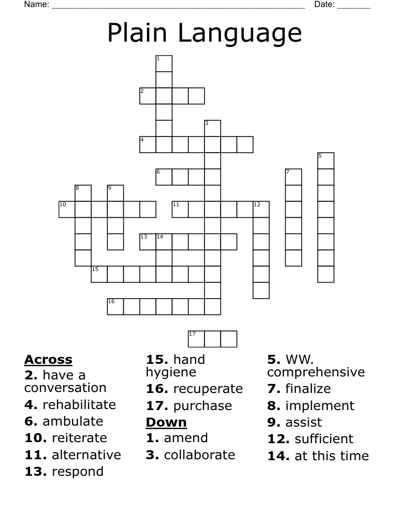 Plain Language Crossword WordMint