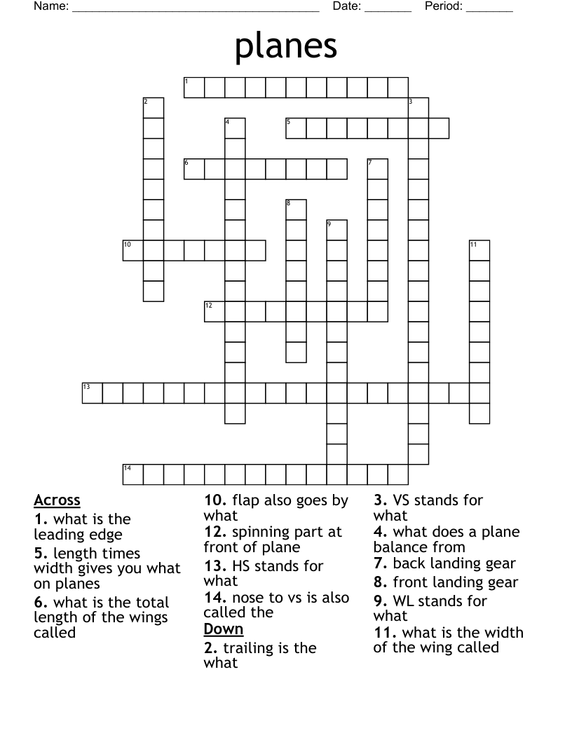 Planes Crossword WordMint