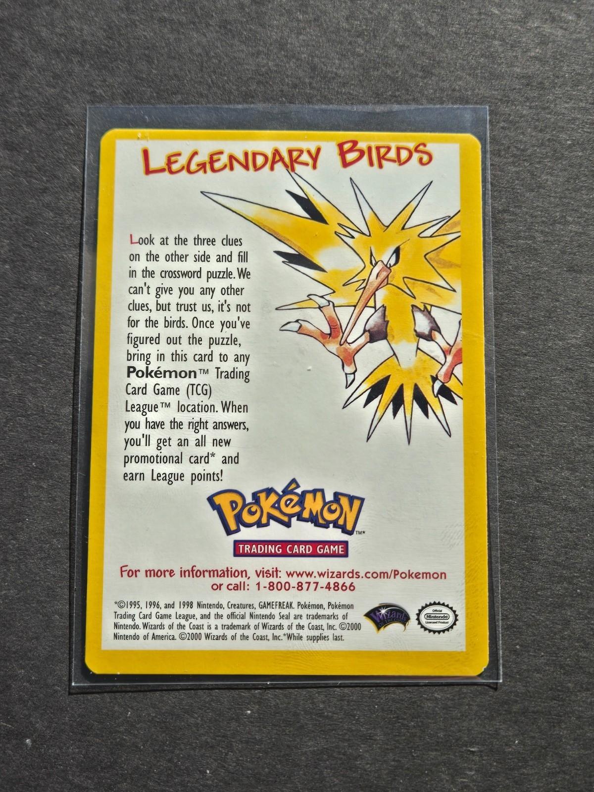 Pokemon LEGENDARY BIRDS PROMO CARD CROSSWORD PUZZLE ARTICUNO ZAPDOS MOLTRES EBay