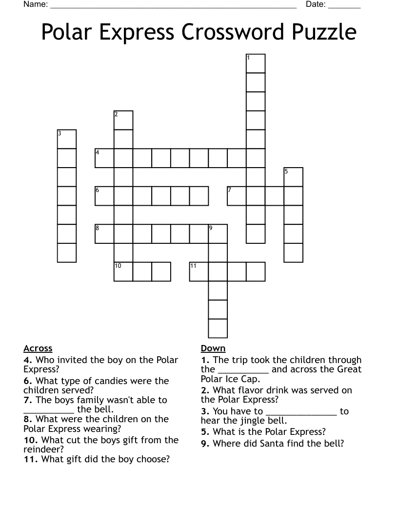 Polar Express Crossword Puzzle WordMint Polar Express Crossword Puzzle WordMint