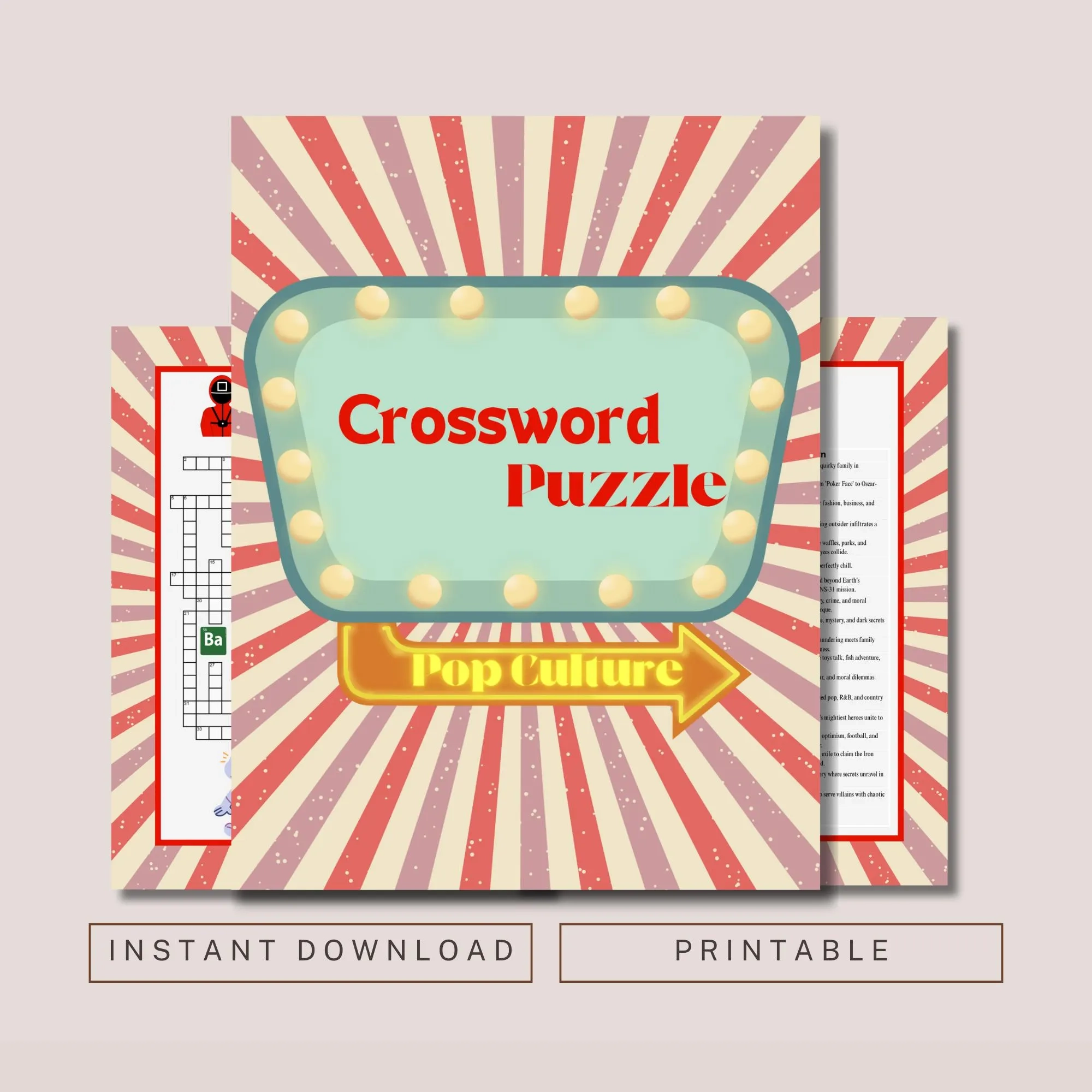 Pop Culture Crossword Puzzles Crossword Puzzles For Adults Printable Activity Printable Games Cross Word Activity Game Etsy