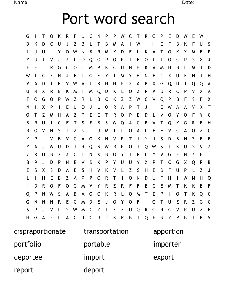 Port Word Search WordMint