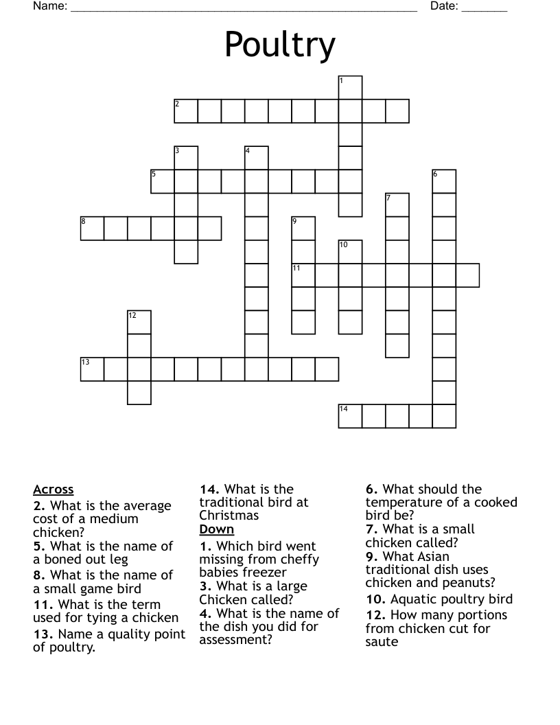 Poultry Crossword WordMint Poultry Crossword WordMint