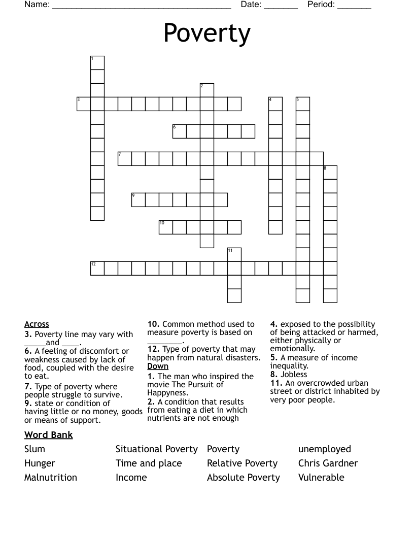 Poverty Crossword WordMint