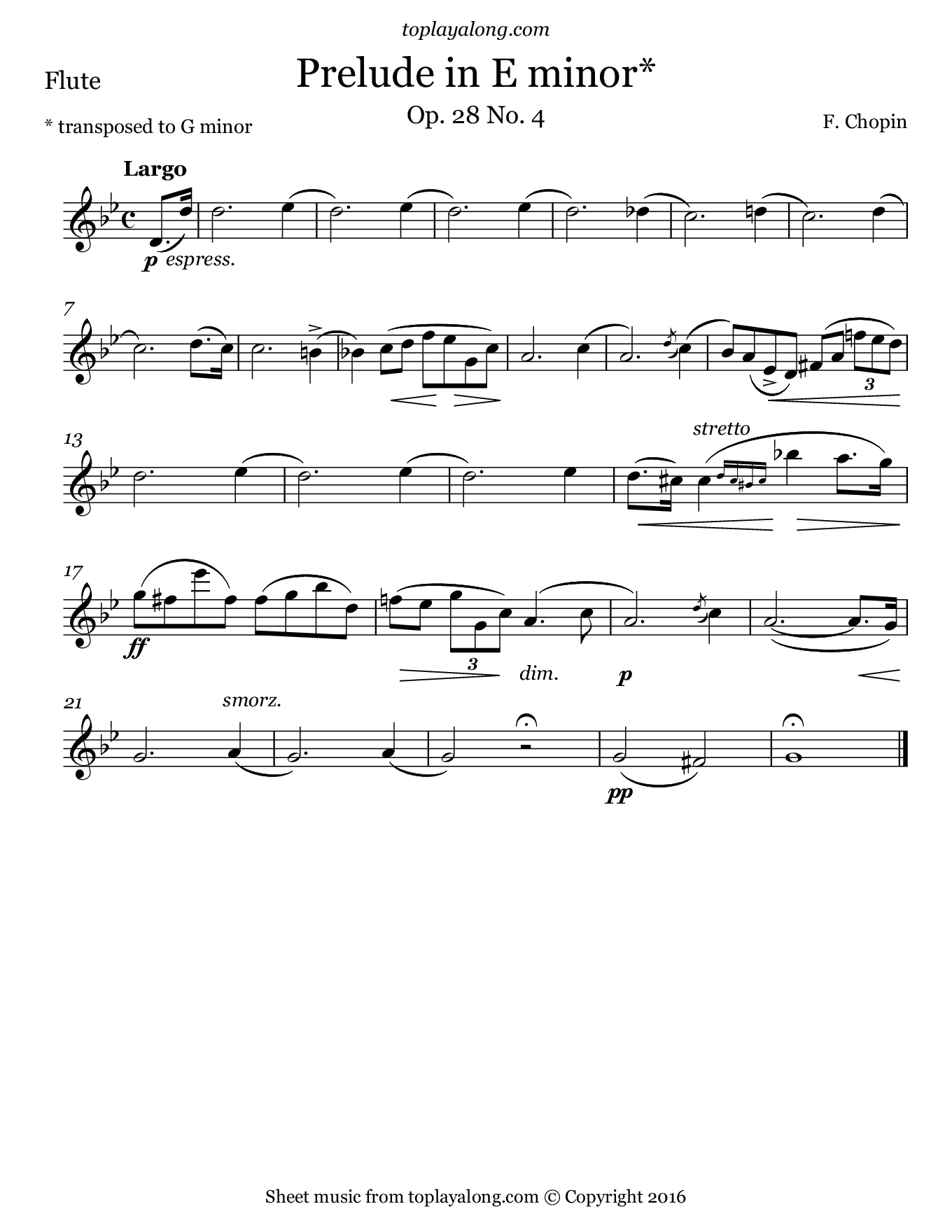 Prelude In E Minor Op 28 No 4 Toplayalong