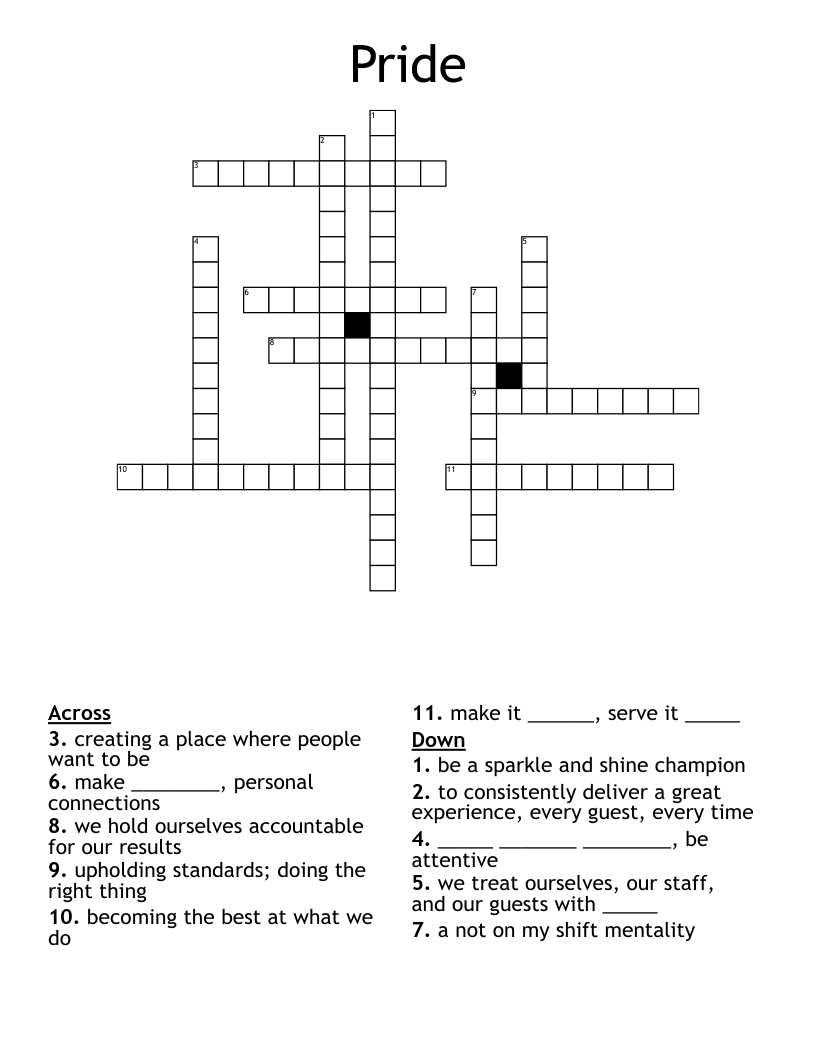 Pride Crossword WordMint Pride Crossword WordMint