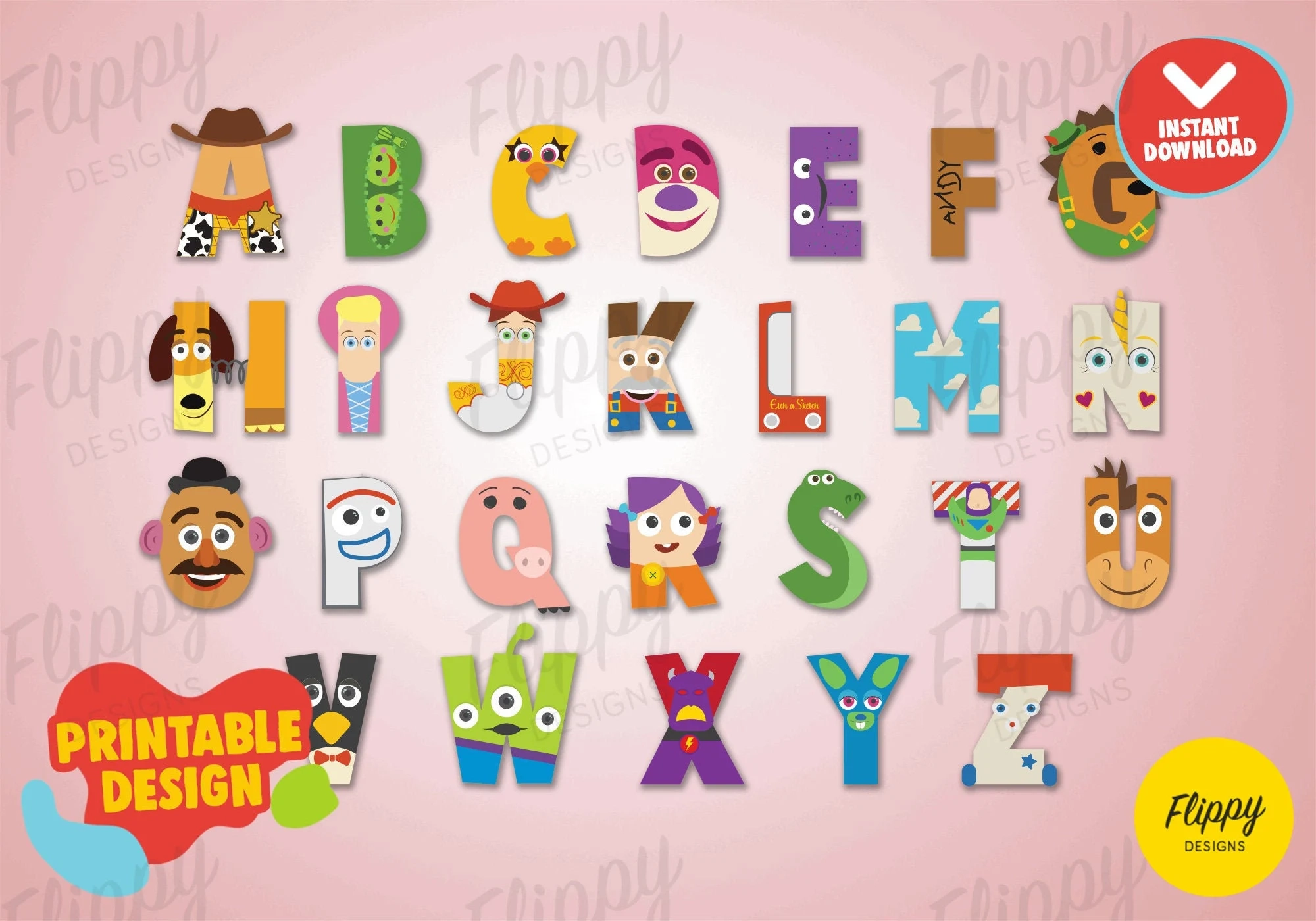 Printable Toy Story Alphabet Instant Download Printable Design Etsy