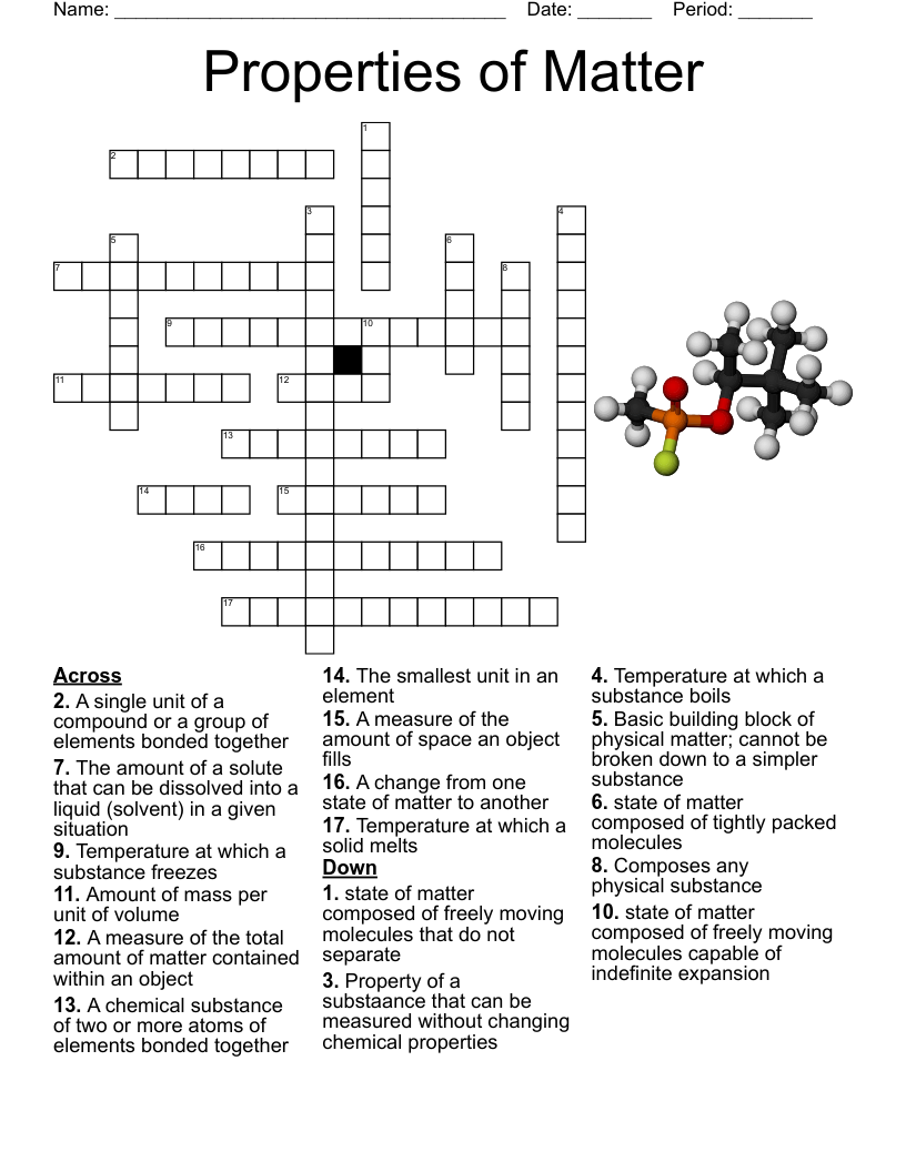Properties Of Matter Crossword WordMint